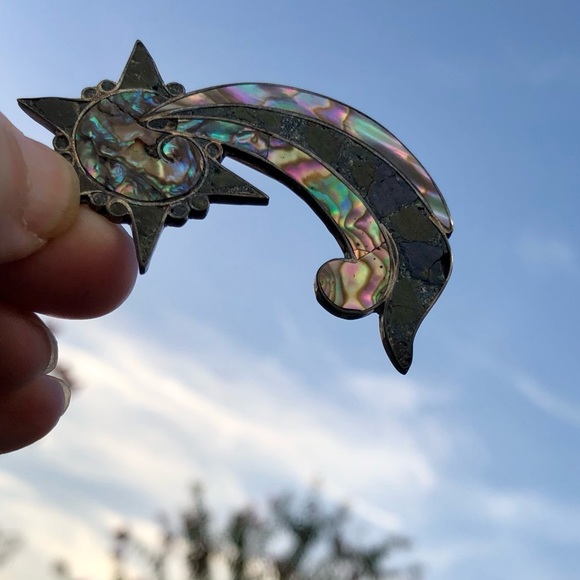 Beto Vintage Sterling Silver abalone Pin Shooting Star - Picture 7 of 10